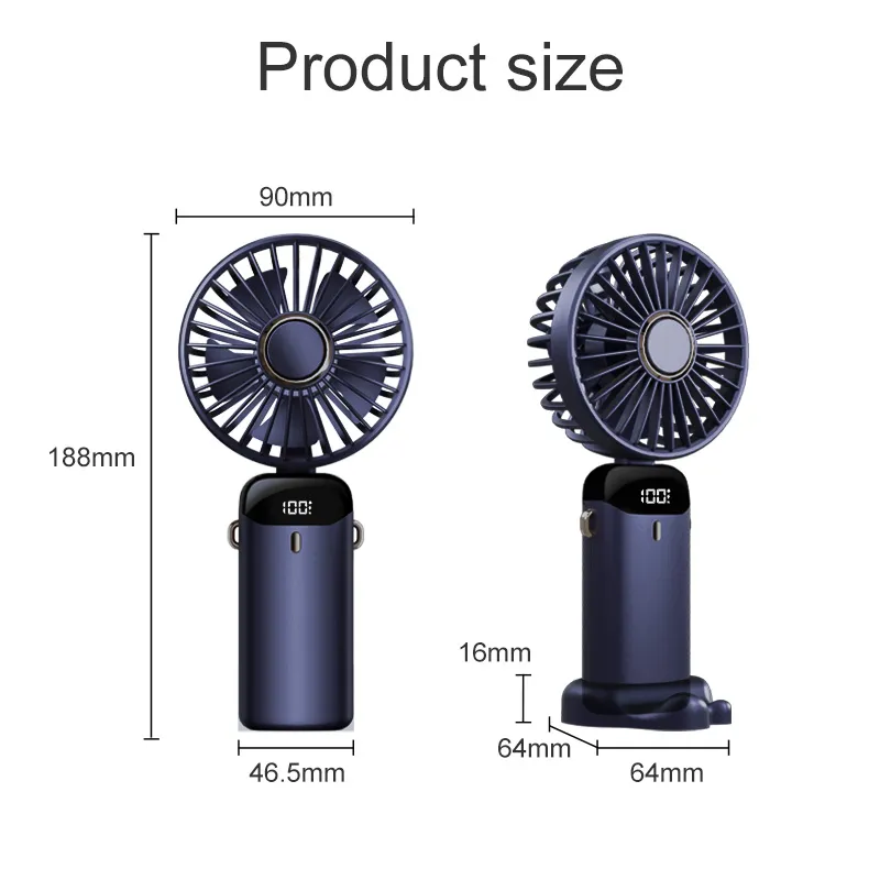 Mini Rechargeable Hand Fan with Digital Display